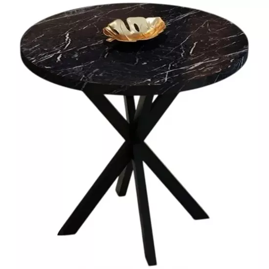 Masă pentru bucătărie Prestige Bendir Star Leg 70x75, Black Marble/Black