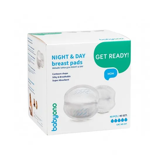 Прокладки лактационные BabyOno NIGHT&DAY, 40 шт.