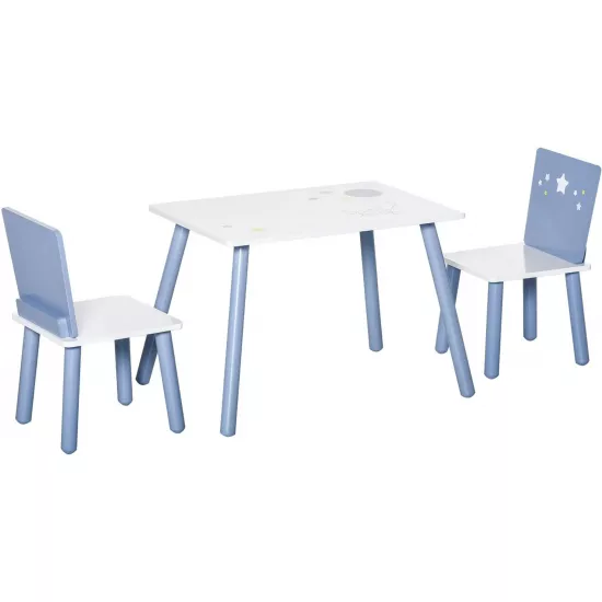 Set masa + 2 scaune Homcom 312-035 White/Light Blue