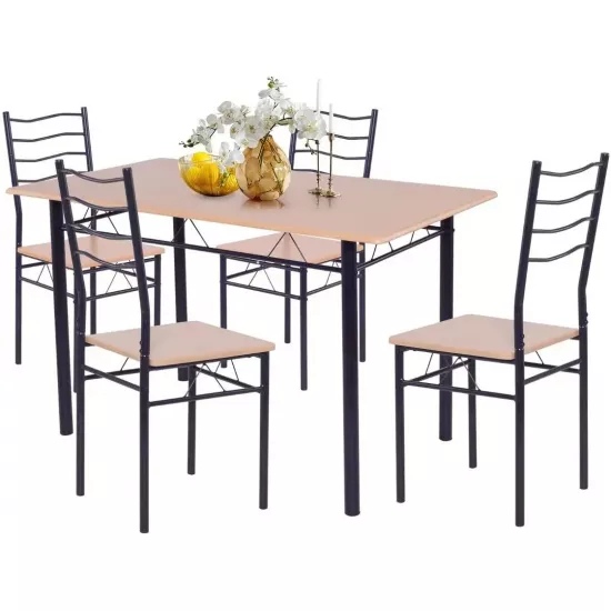 Set de sufragerie Costway HW55389BW 1+4, Wood/Black