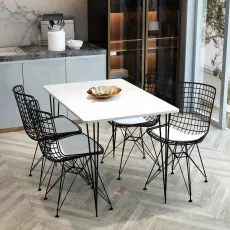 Set de sufragerie Prestige Piramide Legs 70x110x75cm 1+4, White/Black