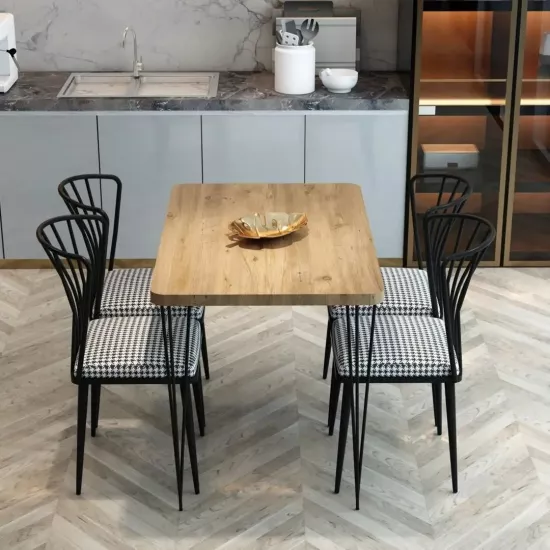 Set de sufragerie Prestige Piramide Legs 70x110cm 1+4, Pine/Black/White