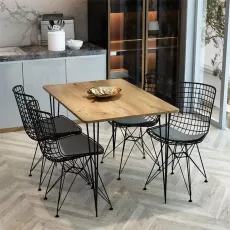 Set de sufragerie Prestige Piramide Legs 70x110cm 1+4, Pine/Black/Gray