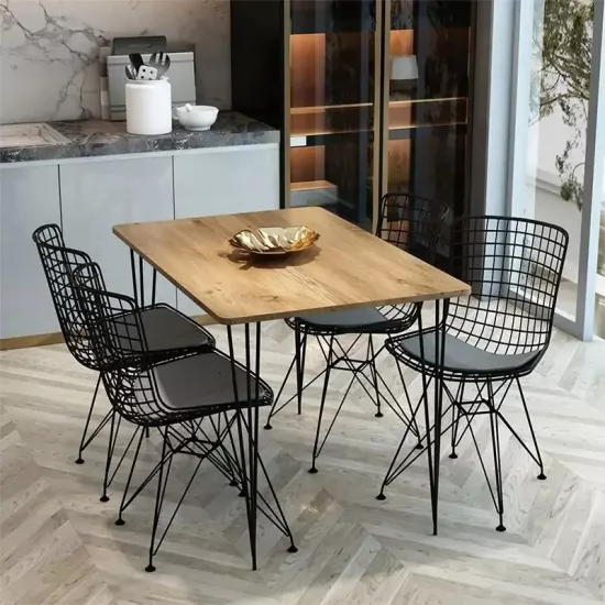 Обеденный набор Prestige Piramide Legs 70x110cm 1+4, Pine/Black/Gray