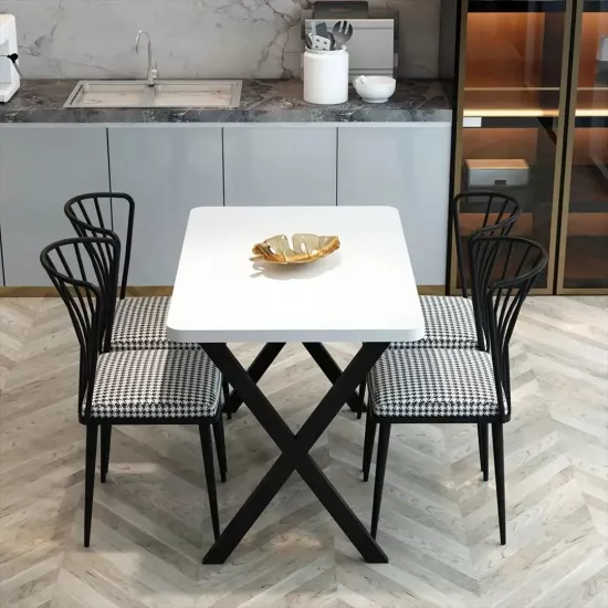 Set de sufragerie Prestige WH X Leg 70x110x75cm 1+4, White/Black
