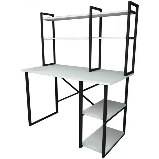 Masa de birou Fabulous cu etajera, White/Black