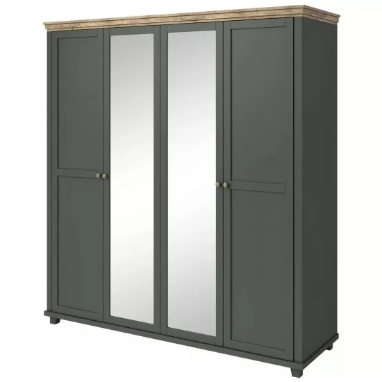 Dulap Helvetia Evora №20 4D (200x62x216 cm), Green/Lefkas Oak