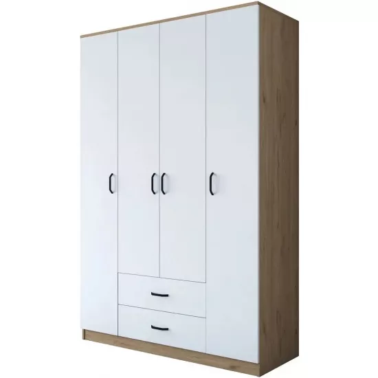 Dulap Mirage Meble BA112 4D2S (140x51,5x210 cm), Walnut/White