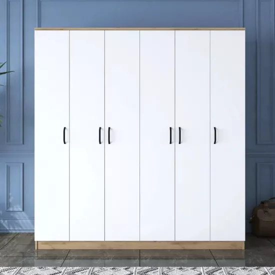 Dulap Mirage Meble BA114 S 6D (180x47,3x190,8 cm), Walnut/White