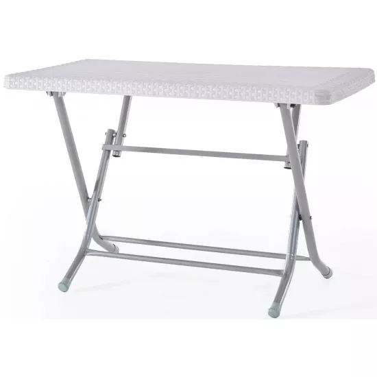Masă de grădină Heniver Rattan Table Metal 2K pliabila, White
