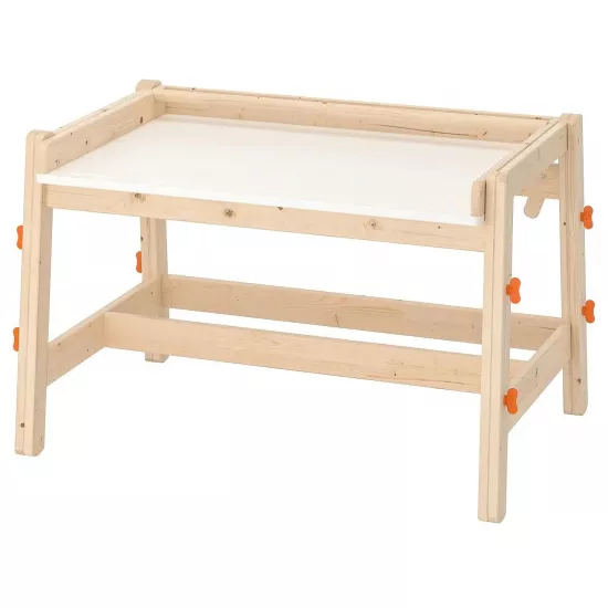 Măsuță pentru copii Ikea Flisat cu inaltime reglabila si inclinare tabla, Natural/Alb