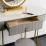 Masă toaletă Mebel Elite Ashley cu oglinda si puf, Grey/Golden