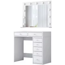 Masă toaletă Mirage Meble BJ115 oglinda/becuri, White