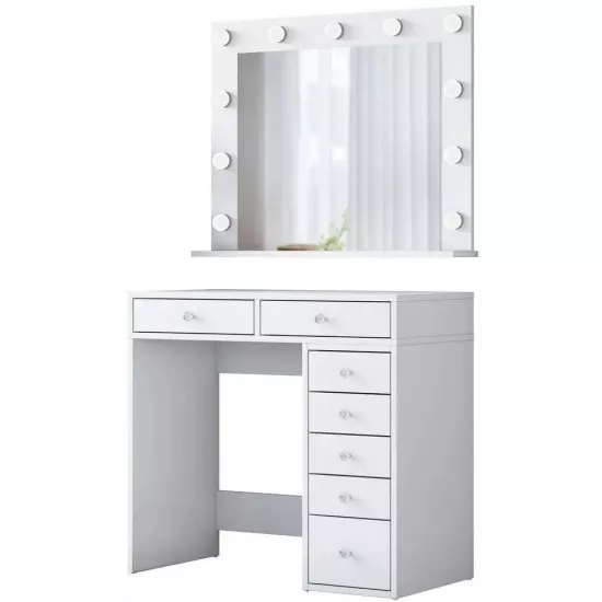 Столик туалетный Mirage Meble BJ115 зеркало/лампочки, White