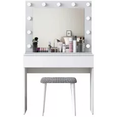 Masă toaletă Mirage Meble BJ121 cu taburet, White/Black Masă toaletă Mirage Meble BJ121 cu taburet, White/Black