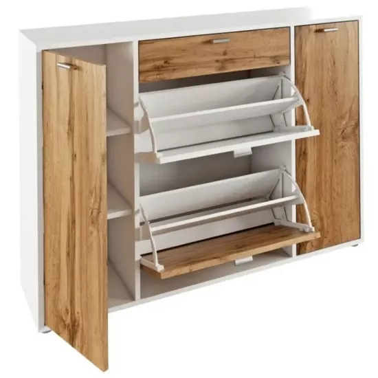 Комод для обуви Mobhaus Anabela (120 cm), White/Wotan Oak