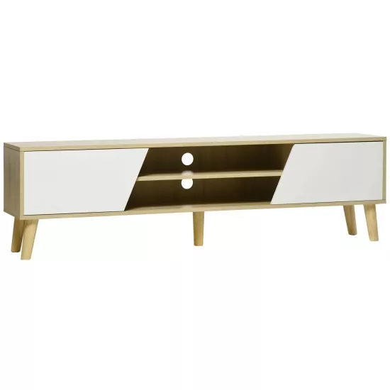 Comoda TV Homcom 839-660V00AK (150 cm), Natural Oak/White