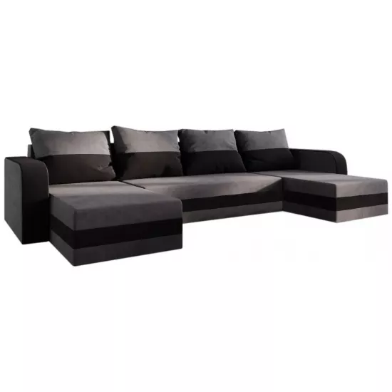 Canapea de colț Space Meble Hewlet U Bis, Mikrofaza 27/Mikrofaza 15 (Gray/Black)