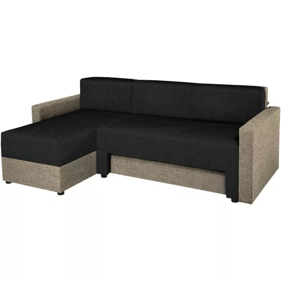 Canapea de colț Modern Lira Malmo 96/90, Black/Gray-Beige