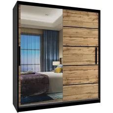 Dulap glisant Belini MZ SZP2/0/B/DW/0/BL (133x218x60), Wotan Oak/Black