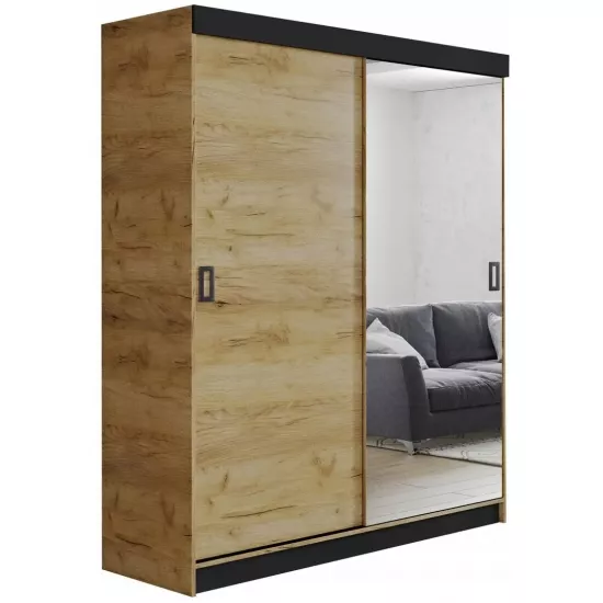 Шкаф-купе Prime Furniture Retro 1 (138x205x59), Craft Oak Golden/Black