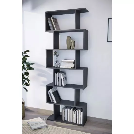 Raft Fabulous Zigzag 6 Shelves, 70 cm x 192,6 cm x 24 cm, Anthracite