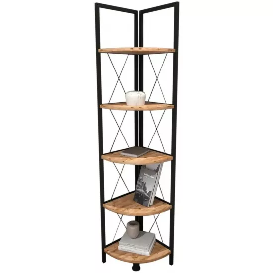 Raft de colț Fabulous 5 Shelves, 33,5 cm x 159,5 cm x 33,5 cm, Pine/Black