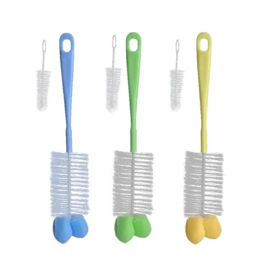 Perie pentru biberoane si tetine BabyOno Blue/Green/Yellow