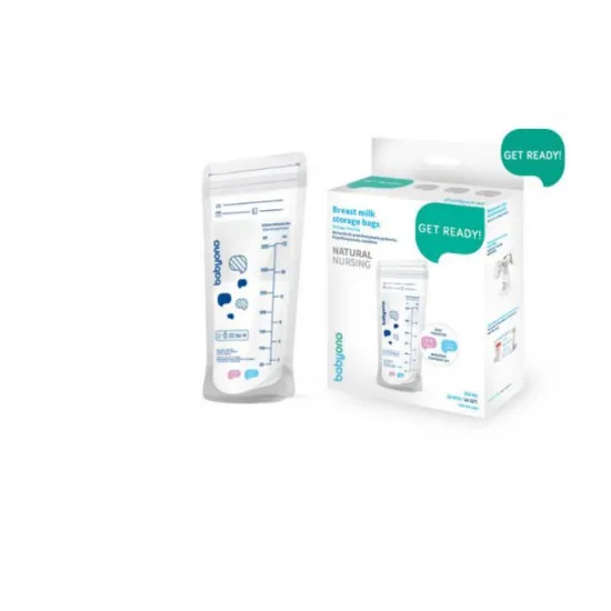 Pungi de păstrare a laptelui cu indicator de temperatură BabyOno NATURAL NURSING 20 buc.