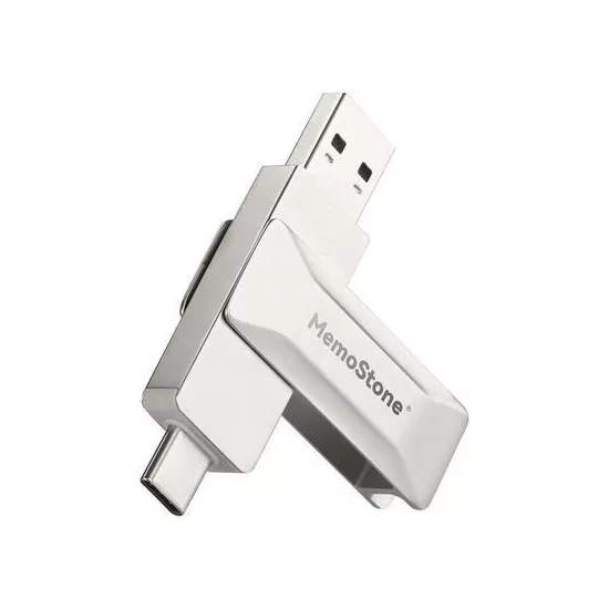 USB накопитель KingSpec Memostone US1-256GB USB 3.2 Gen2 and Type C interface, 256 ГБ, Silver