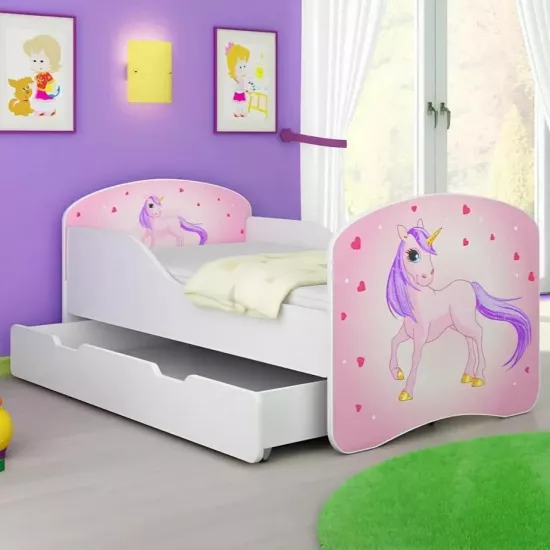 Детская кровать ACMA Meble Acma I Pony, ящик/матрас 6cm, 70x140 см, White/Pink