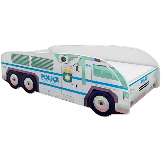 Pat copii ACMA Meble Acma VI/Truck LKW â??1, saltea 7cm, 80x160 cm, White