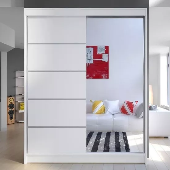 Dulap glisant Space Meble Camino III (150x200x58), White Matte