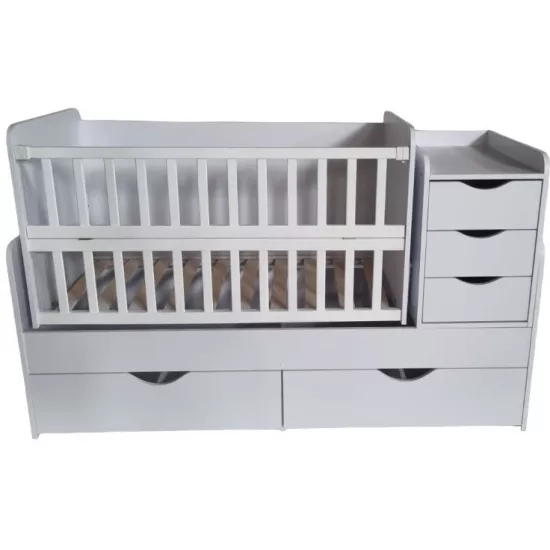 Кроватка Eucalyptus Larry Premium Transformer Transversal (DS-1001) с ящиком, White