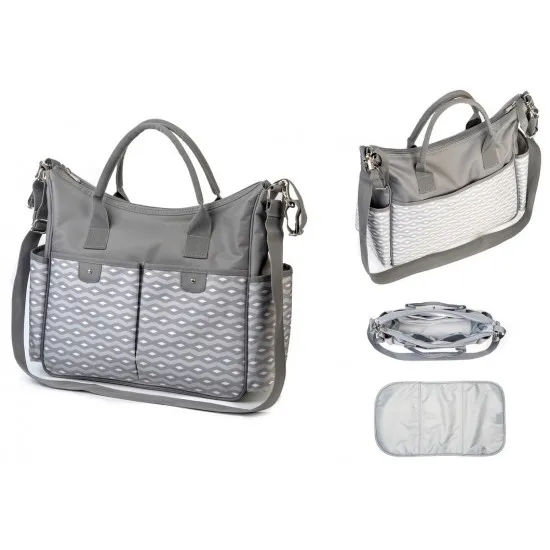 Geanta pentru mama cu căptușeală pentru înfășat BabyOno SO CITY cu căptușeală pentru înfășat Grey