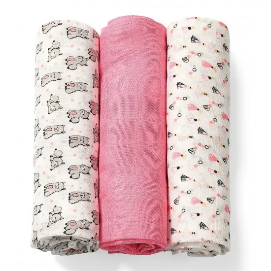 Scutece BabyOno Pelinci de muselinÄ? Pink (70x70cm 3pcs)