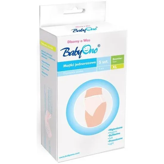 Chiloti postnatali XL BabyOno de unica folosinta White 5 buc.