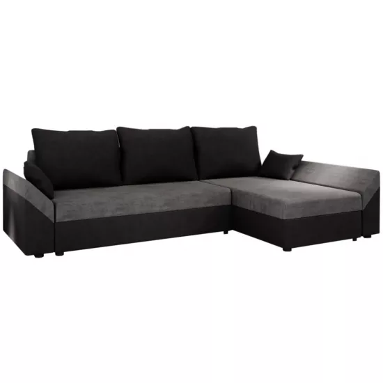 Диван угловой Space Meble Dante L, Mikrofaza 27/Mikrofaza 15 (Gray/Black)