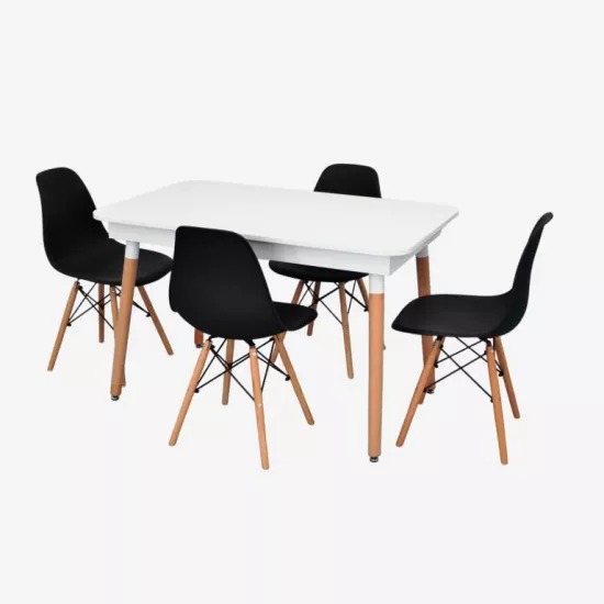 Set de mobilă Eva DT 431-1R Wo + 4 LC-021 Black