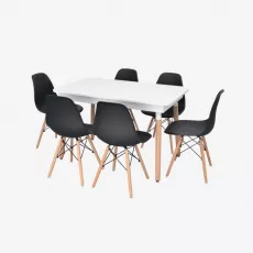 Set de mobilă Eva DT 432-1R Wo + 6 LC-021 Black