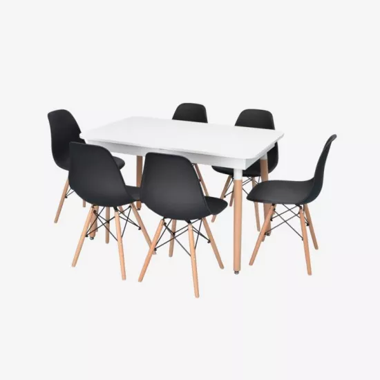 Set de mobilă Eva DT 432-1R Wo + 6 LC-021 Black