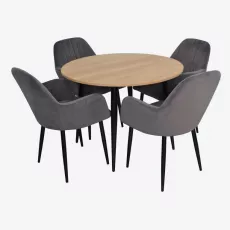 Set de mobilă Eva DT 402-2B + 4 LC-621B Dark Grey 57