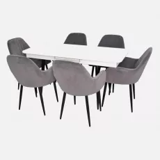 Набор мебели Eva DT 432-1R B + 6 LC-621B Dark Grey 57