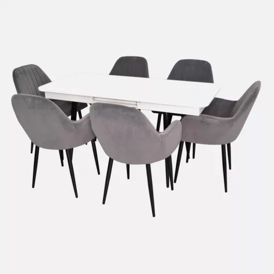 Набор мебели Eva DT 432-1R B + 6 LC-621B Dark Grey 57