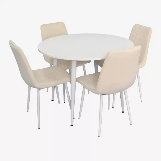 Set de mobilă Eva DT 402-5WH + 4 XR-154Wh Light Cream 3