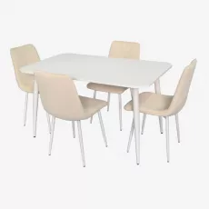 Set de mobilă Eva DT 405-4WH + 4 XR-154Wh Light Cream 3