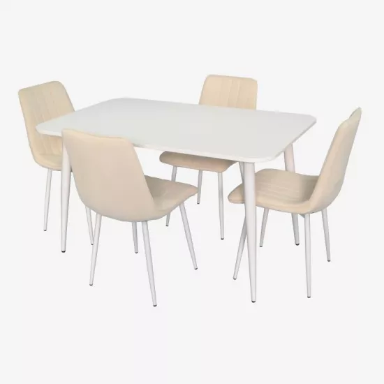 Set de mobilă Eva DT 405-4WH + 4 XR-154Wh Light Cream 3