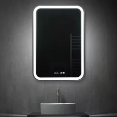 Зеркало для ванной PS с подсветкой LED с часами и подогревом, 72x80cm