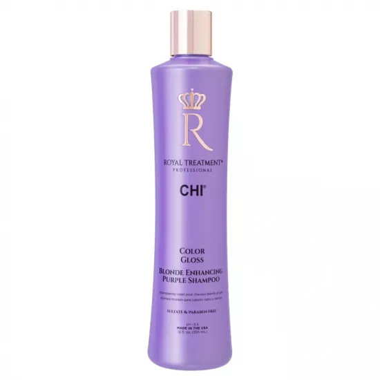 Sampon pentru eliminarea nuanÈ?ei gÄ?lbuie a pÄ?rului CHI Royal Treatment Color Gloss Blonde Enhancing Purple Shampoo, 355 ml