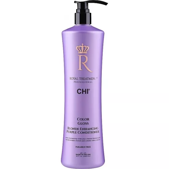 Balsam pentru eliminarea nuanței gălbuie a părului CHI Royal Treatment Color Gloss Blonde Enhancing Purple Conditioner, 946 ml